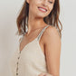 Knit Laced Buttoned Shoulder Strap Top