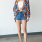 Stripes And Floral Print Lightweight Kimono
