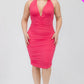 Plus Plunging Neck Crisscross Back Ruched Bodycon Mini Dress