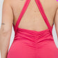 Plus Plunging Neck Crisscross Back Ruched Bodycon Mini Dress