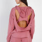 Racer Back Detail Long Sleeve Hooded Top & Short Set