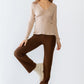Sand Ribbed V-neck Long Sleeve Soft To Touch Top
