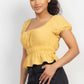 Puff Sleeve Eyelet Peplum Top