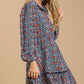 Collared neckline button down floral print dress with crochet trimmed details