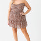 Plus Floral Print Ruched Ruffle Smocked Back Top & High Waist Flare Hem Mini Skirt Set