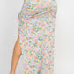 Front Knot Floral Top & Ruched Maxi Skirts Set