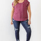 Plus Striped Short Sleeve Relax Top