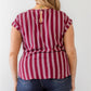 Plus Striped Short Sleeve Relax Top