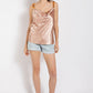 Cowl neck satin camisole with chain strap