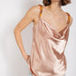 Cowl neck satin camisole with chain strap
