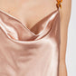 Cowl neck satin camisole with chain strap