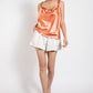 Cowl neck satin camisole with chain strap