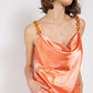 Cowl neck satin camisole with chain strap