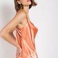 Cowl neck satin camisole with chain strap