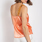 Cowl neck satin camisole with chain strap