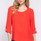 3/4 Roll Up Slv Pleated Blouse