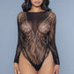 Heart Shape Detail With Floral Lace Bottom/sleeves Bodysuit.