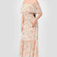 Floral Chiffon Off Shoulder Smocked Back Ruffled Tiered Maxi Dress