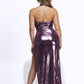 Foil Surplice Halter Top And Opened Maxi Skirt