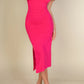 Solid Bodycon Split Hem Tube Dress