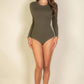 Solid Long Sleeve Round Neck Bodysuit