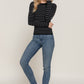 Long slv crew neck stripe sweater