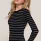 Long slv crew neck stripe sweater