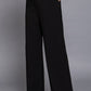 Back elastic straight woven long pants
