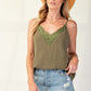 Laced textured poly woven camisole