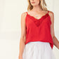 Laced textured poly woven camisole