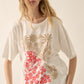 Duo flowers vintage-wash oversized graphic tee
