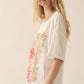 Duo flowers vintage-wash oversized graphic tee