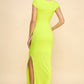 Crew Neck Cap Sleeve Rib W/ Lining Maxi Dress