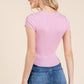Insert Lace Snap Detail Top W/ Reverse Stitch