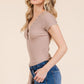 Insert Lace Snap Detail Top W/ Reverse Stitch