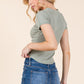 Insert Lace Snap Detail Top W/ Reverse Stitch