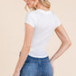 Insert Lace Snap Detail Top W/ Reverse Stitch
