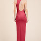 Back Cut Out Side Shirring Side Slit Maxi Dress
