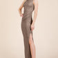 Back Cut Out Side Shirring Side Slit Maxi Dress