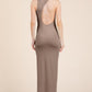 Back Cut Out Side Shirring Side Slit Maxi Dress