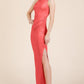 Back Cut Out Side Shirring Side Slit Maxi Dress