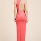 Back Cut Out Side Shirring Side Slit Maxi Dress