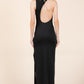 Back Cut Out Side Shirring Side Slit Maxi Dress