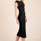 Cap Sleeve Boatneck Open Back Midi Dress