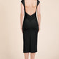 Cap Sleeve Boatneck Open Back Midi Dress