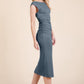 Cap Sleeve Boatneck Open Back Midi Dress