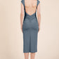 Cap Sleeve Boatneck Open Back Midi Dress