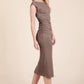 Cap Sleeve Boatneck Open Back Midi Dress