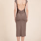 Cap Sleeve Boatneck Open Back Midi Dress