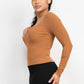 Solid V-collared Neck Top